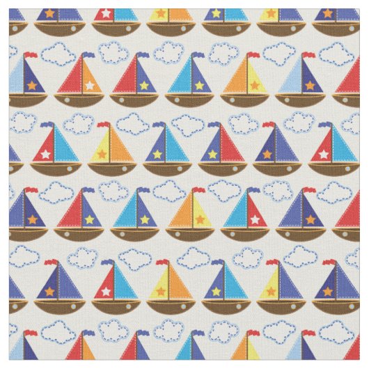 Cute Sailboat Pattern 2 Stof (Close Up)