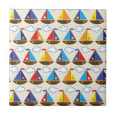 Cute Sailboat Pattern 2 Tegeltje (Voorkant)