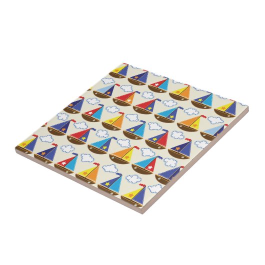 Cute Sailboat Pattern 2 Tegeltje (Zijkant)