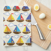 Cute Sailboat Pattern 2 Theedoek (Quarter Fold)