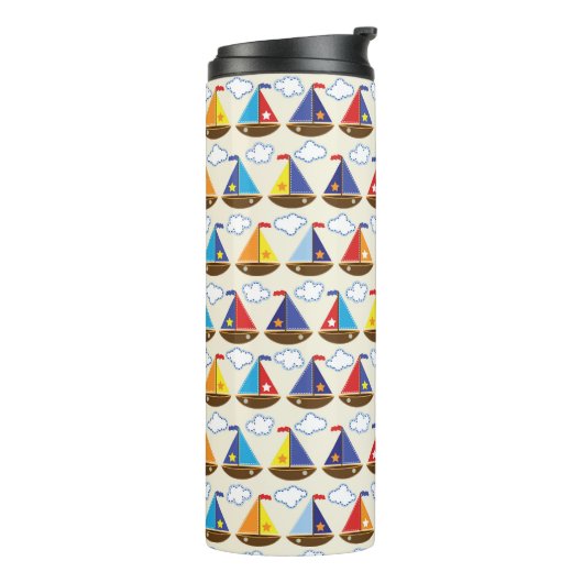 Cute Sailboat Pattern 2 Thermosbeker (Gedraaid links)