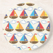 Cute Sailboat Pattern 2 Zandsteen Onderzetter (Voorkant)