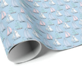 Cute Sailboat Pattern Cadeaupapier (Rol Hoek)