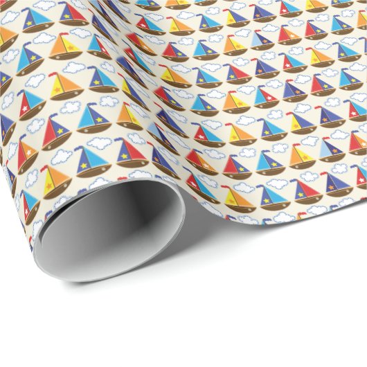 Cute Sailboat Pattern Cadeaupapier (Rol Hoek)