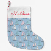 Cute Sailboat Pattern | Jouw namen toevoegen Kleine Kerstsok (Voorkant)