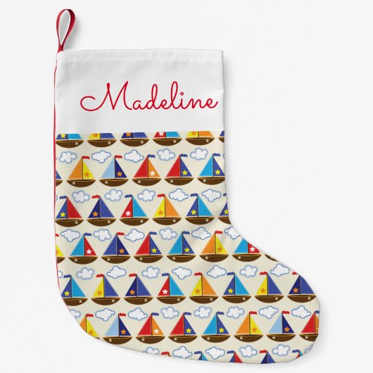 Cute Sailboat Pattern | Jouw namen toevoegen Kleine Kerstsok (Voorkant)