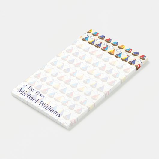 Cute Sailboat Pattern | Jouw namen toevoegen Post-it® Notes (Schuin)
