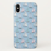 Cute Sailboat Pattern | Monogram 2 Case-Mate iPhone Case (Achterkant)
