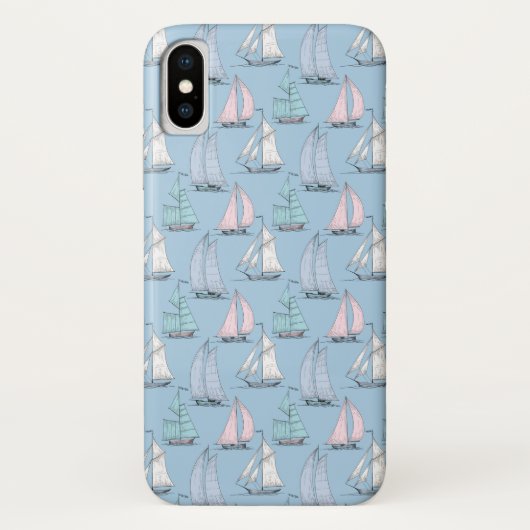 Cute Sailboat Pattern | Monogram 2 Case-Mate iPhone Case (Achterkant)