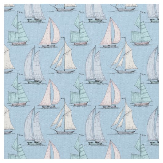 Cute Sailboat Pattern | Monogram 2 Stof (Close Up)