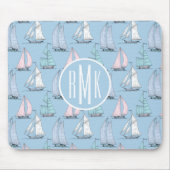 Cute Sailboat Pattern | Monogram Muismat (Voorkant)