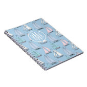Cute Sailboat Pattern | Monogram Notitieboek (Rechterzijde)