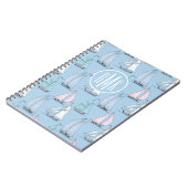 Cute Sailboat Pattern | Monogram Notitieboek (Linkerzijde)