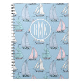Cute Sailboat Pattern | Monogram Notitieboek (Voorkant)