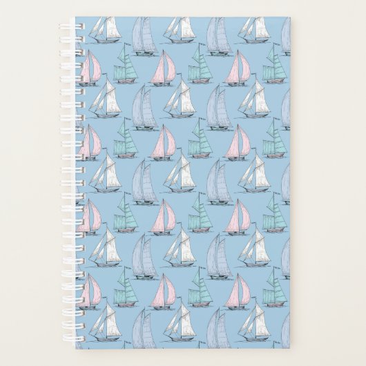 Cute Sailboat Pattern | Monogram Planner (Voorkant)