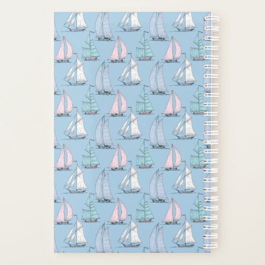 Cute Sailboat Pattern | Monogram Planner (Achterkant)