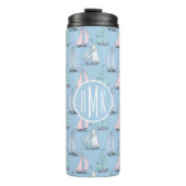 Cute Sailboat Pattern | Monogram Thermosbeker (Voorkant)