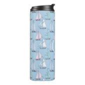 Cute Sailboat Pattern | Monogram Thermosbeker (Gedraaid links)