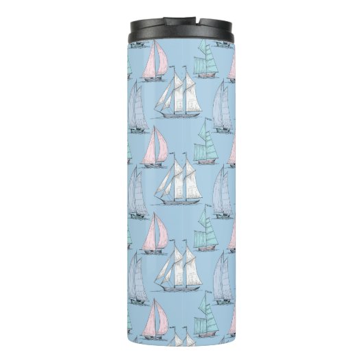 Cute Sailboat Pattern | Monogram Thermosbeker (Achterkant)