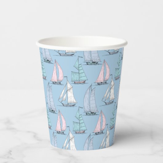 Cute Sailboat Pattern Papieren Bekers (Achterkant)