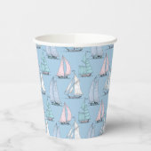 Cute Sailboat Pattern Papieren Bekers (Links)
