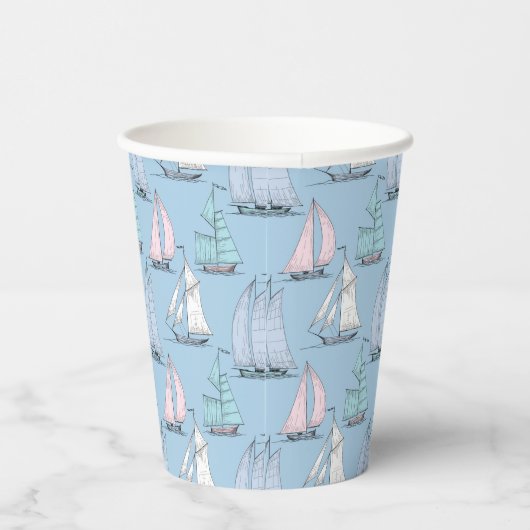 Cute Sailboat Pattern Papieren Bekers (Rechts)