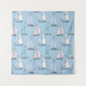 Cute Sailboat Pattern Wandkleed (Voorkant (horizontaal))