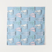 Cute Sailboat Pattern Wandkleed (Voorkant)