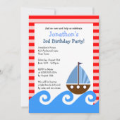 Cute Sailboat Red en Blue Birthday nodigt 5x7 uit Kaart (Voorkant)