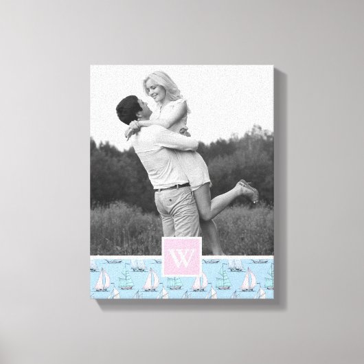 Cute Sailboot | Foto met monogram | Monogram Canvas Afdruk (Voorkant)