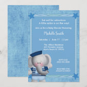 Cute Sailor Elephant Baby shower Invitation Kaart (Voorkant / Achterkant)