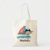 Cute Sailor en Boat Personalized Tote Bag (Voorkant)