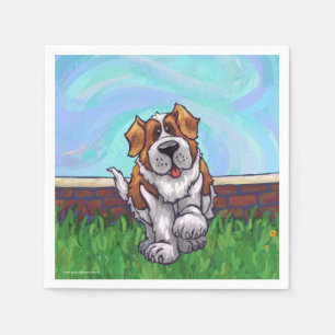 Cute Saint Bernard Birthday Servet