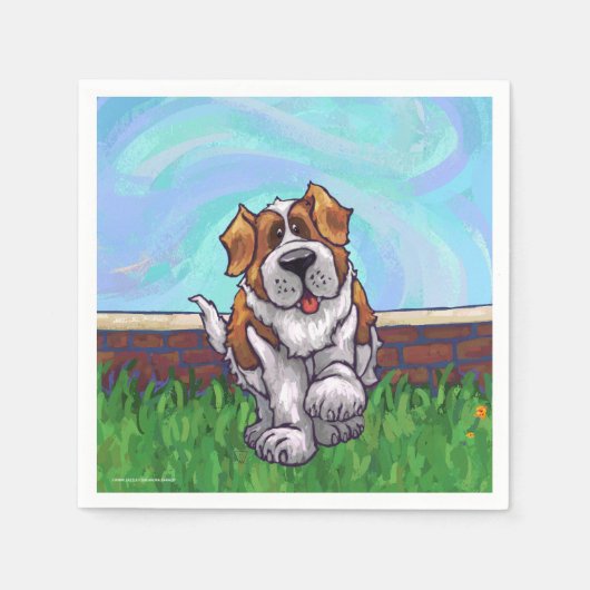 Cute Saint Bernard Birthday Servet (Voorkant)