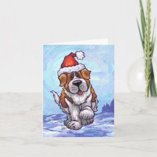 Cute Saint Bernard Dog Holiday Card Feestdagen Kaart
