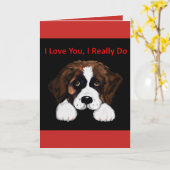 Cute Saint Bernard Kaart (Gele Bloem)
