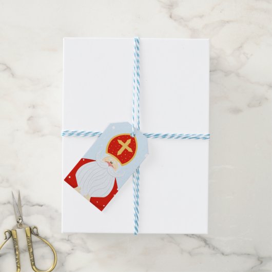 Cute Saint Nicholas Cadeaulabel (Met Touw)