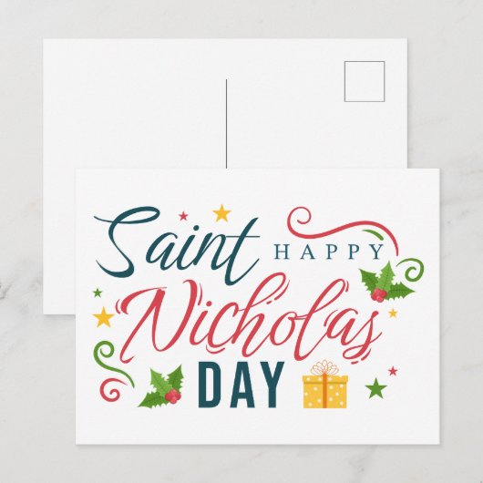 Cute Saint Nicholas Day Feestdagenkaart (Voorkant / Achterkant)