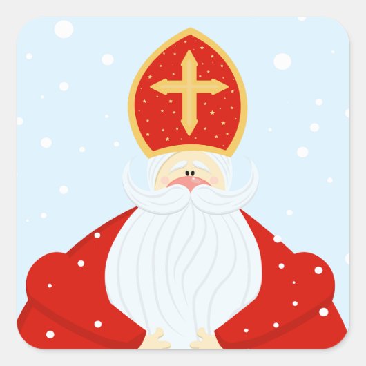 Cute Saint Nicholas Vierkante Sticker (Voorkant)