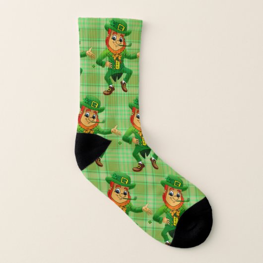 Cute Saint Patrick's Day Green Pset Leprechaun Sokken (Links binnenkant)