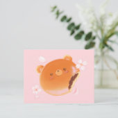 Cute Sakura and Anpan Bear Painted Bakery Flower  Briefkaart (Staand voorkant)