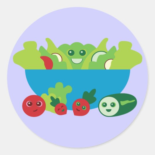 Cute Salad Ronde Sticker (Voorkant)