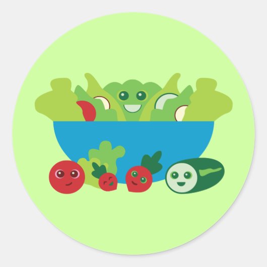 Cute Salad Ronde Sticker (Voorkant)