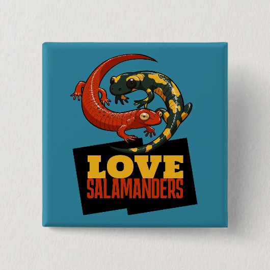 Cute Salamander Love Salamanders Fan Cartoon Vierkante Button 5,1 Cm (Voorkant)