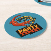 Cute Salamanders Party Time! Red & Fire Cartoon Ronde Kartonnen Onderzetter (Gebogen)