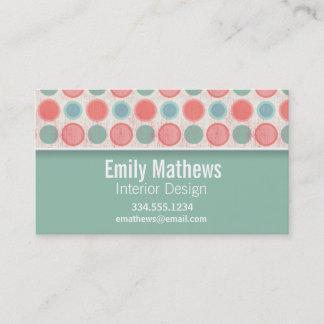 Cute Salmon, Coral Pink en Seafoam Polka Dots Visitekaartje