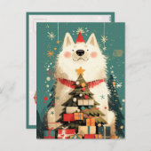 Cute Samoyed dog with Christmas Feestdagenkaart (Voorkant / Achterkant)