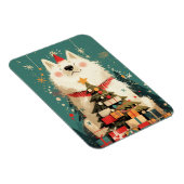 Cute Samoyed dog with Christmas Holiday Magneet (Rechterzijde)
