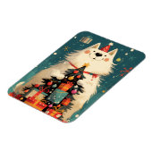 Cute Samoyed dog with Christmas holiday Magneet (Linkerzijde)