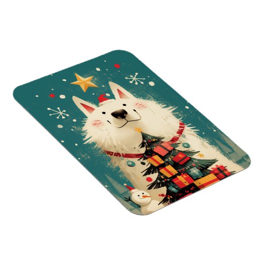 Cute Samoyed dog with Christmas Magneet (Rechterzijde)